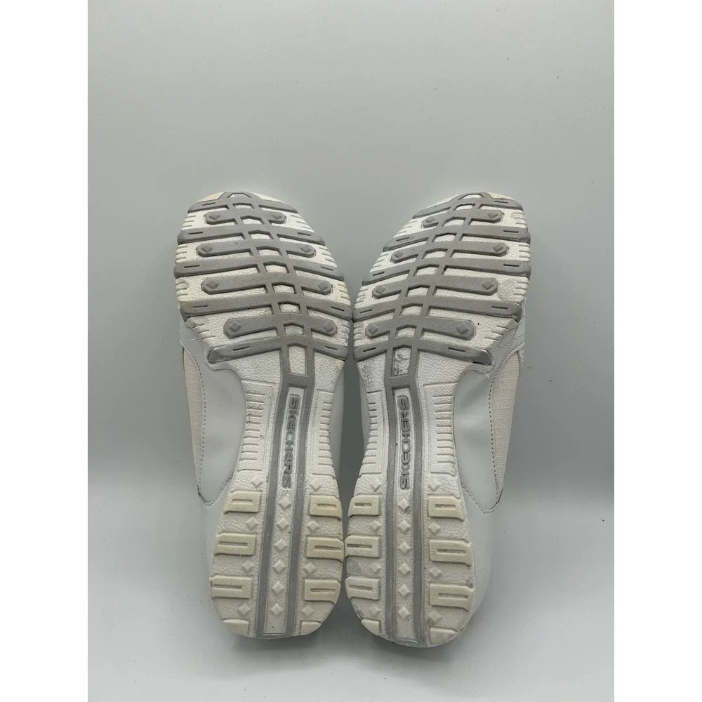 Skechers 22043 Women White Leather Textile Bungee Slip On Mule Sneakers Size 7.5
